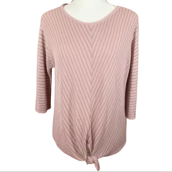 NWT Apt 9 Pink Chevron Knit Sweater Front- M - Picture 2 of 8